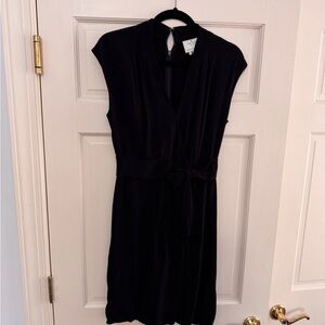 kate spade Black Cap-Sleeve Wrap Dress with Tie Waist